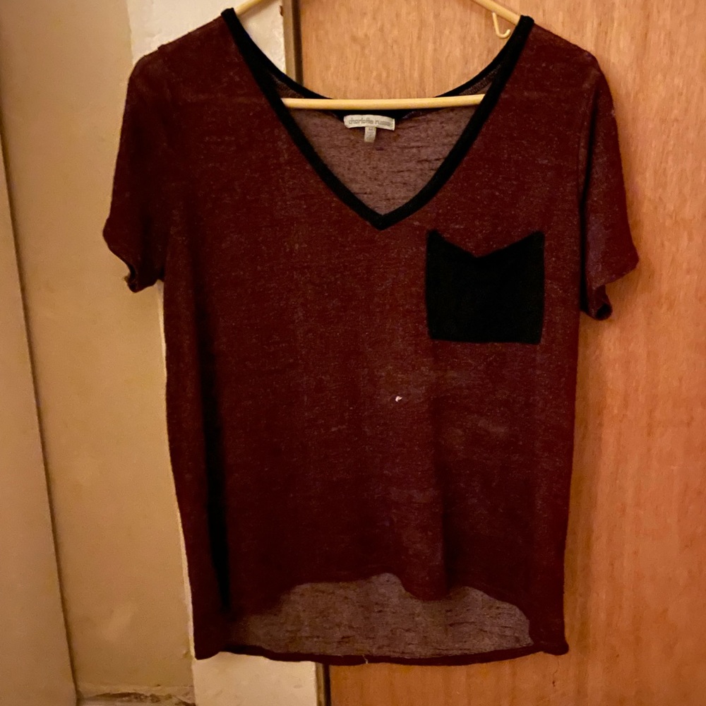 Gently worn sheer T-shirt, Burgundy